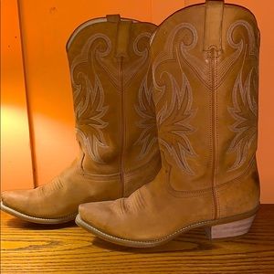 Bates Tan Suede Cowboy Boots